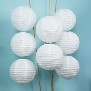 8-Pack of 8 Inch White No Frills Paper Lanterns