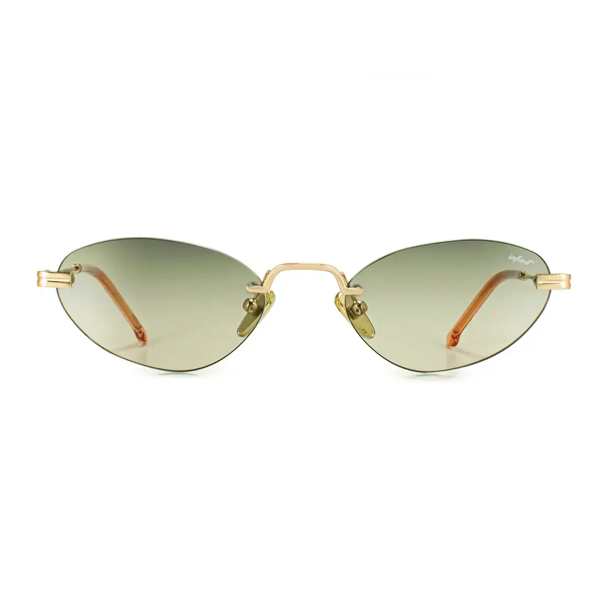 Infinit Ordos Oval Sunglasses, Gold + Green