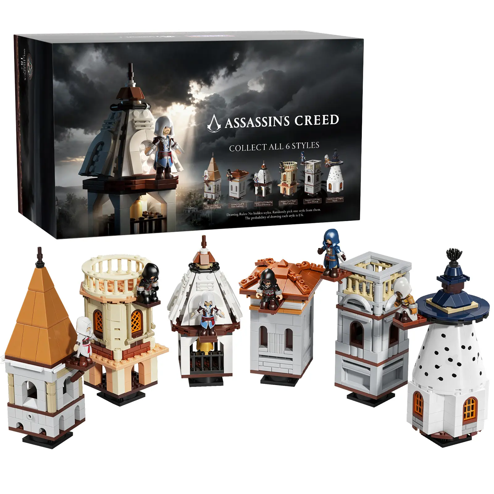 WISE BLOCK Assassin’s Creed Leap of Faith Blind Box （Series 1）, Official Licensed Mini Building Set Compatible with LEGO,  Build Your Own Legendary Moment, Mini Collectible Display for Fans & Gamers, ,Collectible DIY Toy Gift