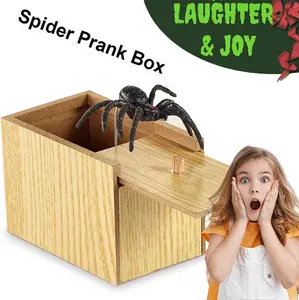 Fun Spider Box Prank Surprise ,Rubber Spider Prank Box , Handcrafted Spider in a Box Prank Wooden Spider Prank Box - Birthday Surprise Toy and Gag Gift Practical Joke