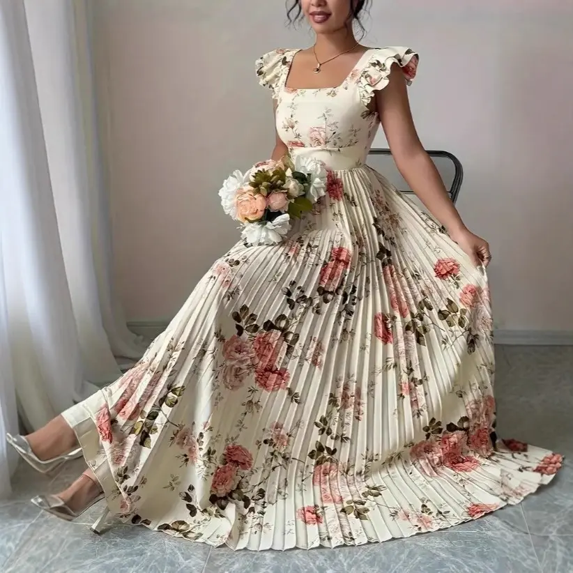fitted lace wedding dress Purple A Line Beaded Short Sleeves Long Prom Dresses PL491 main image 1
