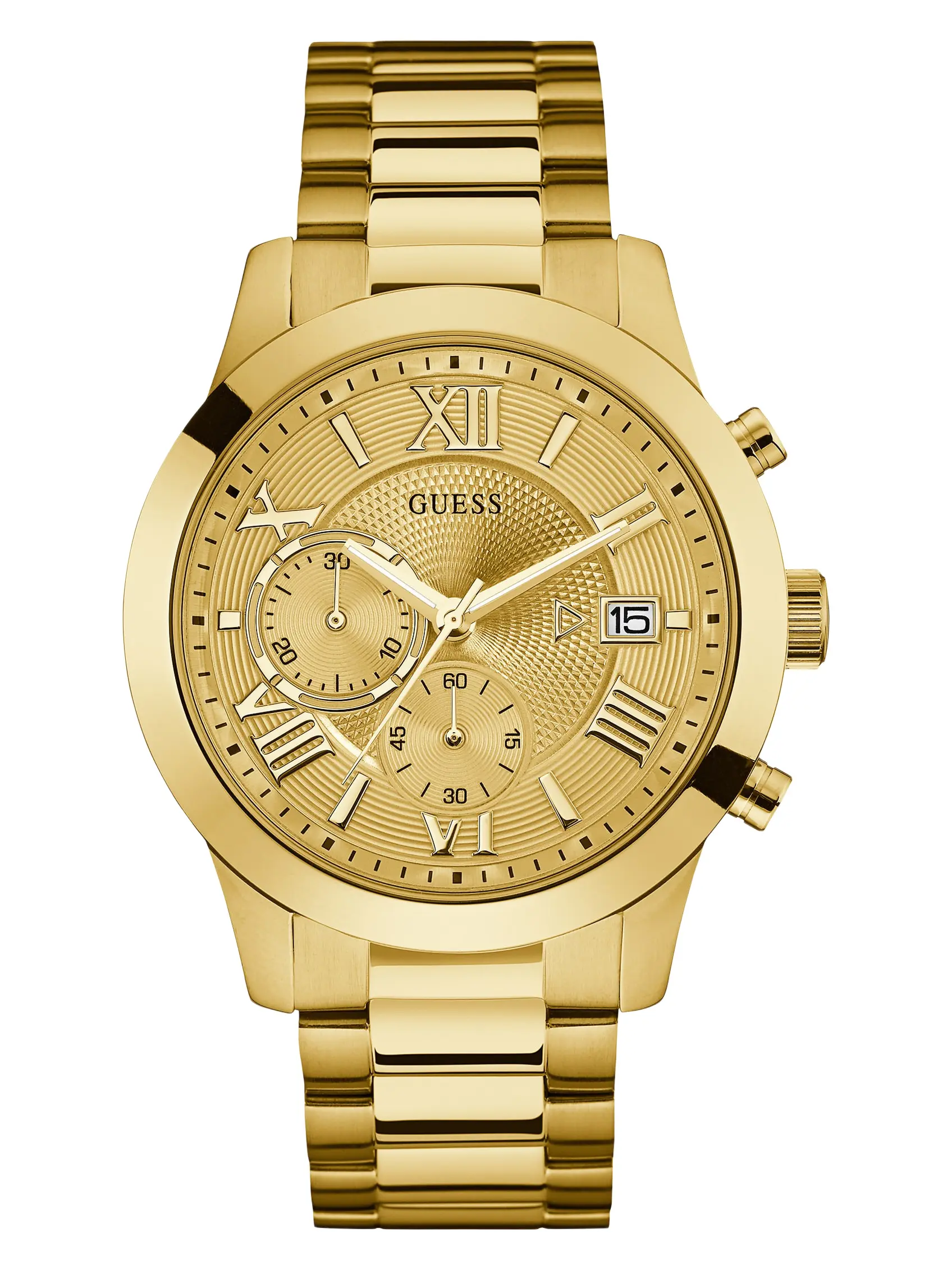 GUESS Male Gold-Tone Classic Dress Watch