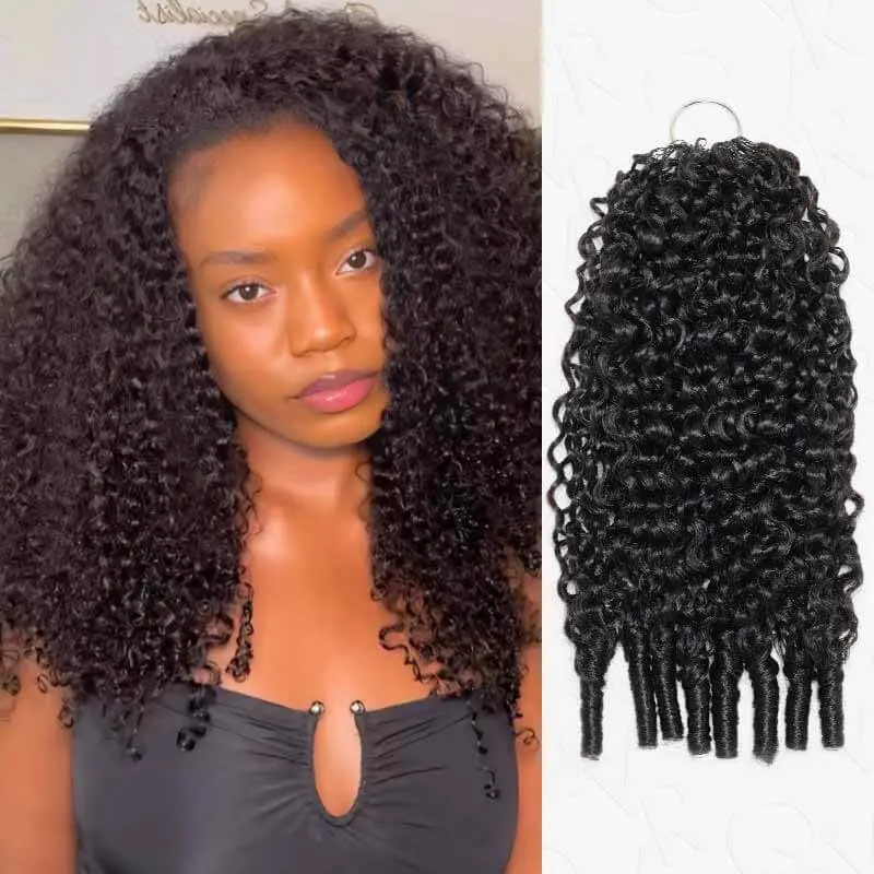 Lite Edition|QVR Burmese Curly Miracle Knots Natural Black Feather Crochet Human Hair|Lightweight Crochet Weave Hair Extension
