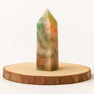 Natural Green Sakura Agate Crystal Tower – Polished Healing Point for Emotional Balance, Growth & Inner Peace