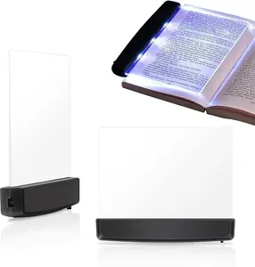 Flat Light for Reading in Bed at Night Clear LED Book Full Page Light Illuminator Panel Plate Lamp Board Wireless, Multifunctional Eye Care Light
