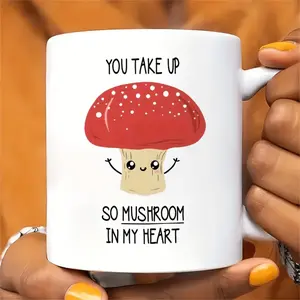 You Are Like a Mushroom in My Heart, a Fun and Cute Mushroom Ceramic Cup, an 11 Ounce Water Cup