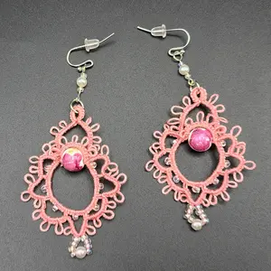 Handmade Pink Lace Earrings
