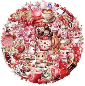 50pcs Valentine's Day Transparent PET Stickers Vintage Valentine Stickers Sweet Confession Sticker for Scrapbook Journaling Photo Album Card Waterproof Romantic Love Sticker for Teens and Adults