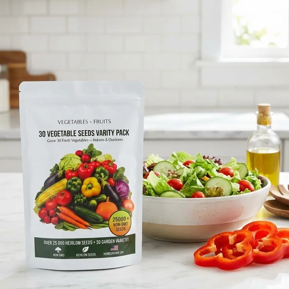 30 Types of Vegetable Seeds Set – All-Category Safe Non-GMO Seeds with Over 25,000 Seeds for Indoor Gardening, Backyard & Outdoor Planting