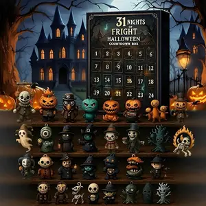 Halloween Countdown Calendar Gift Box, Halloween Advent Calendar, 31 Day Horror Collection Doll, PVC Mini Decoration, Halloween Decorations & Hanging Decor for Spooky Season Fun