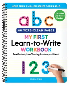 My First Learn-to-Write Workbook 80 Wipe-Clean Pages with Dry-Erase Marker for Preschool Skills Pen Control Line Tracing Letters