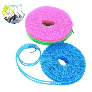 5M Heavy Duty Clothesline Windproof Drying Rope for Indoor Outdoor Laundry with Rustproof Hooks