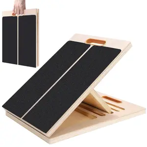 Multi-Angle Adjustable Wooden Slant Board, Portable Calf Stretcher for Ankle Heel Knee Mobility and Squat Fitness Exercise