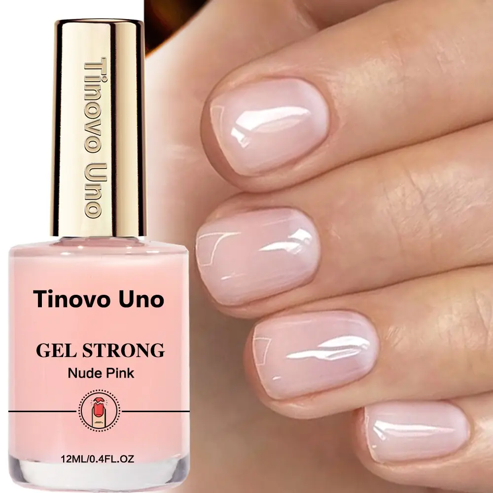 Tinovo Uno GEL STRONG Nude Pink Nail Hardener, Nail Strengtheners, 12ml Nail Strengthener, Enrich Keratin, Strengthens and Repair Fragile, Brittle Nails, Salon Quality, Nail Care Serum, Natural Quick Air Dry, No Need UV/LED Curing, Nail Care Solution