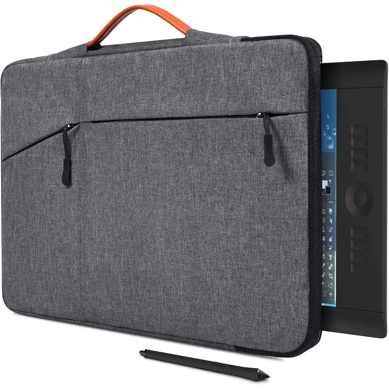 Fashion Waterproof Drawing Tablet Sleeve Case - Easy to Carry, Compatible with Huion KAMVAS Pro 16, Wacom Cintiq 16/Intuos Pro Large PTH860, Space Grey, Perfect Gift