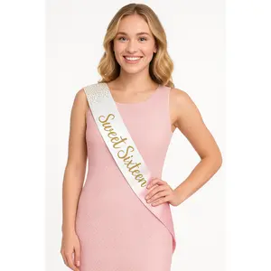 Elegant Reversible Sweet Sixteen Birthday Sash - Pink and White