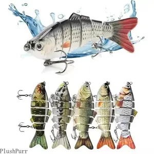 Multi-Jointed Hard Swimbait Fishing Lure, Slow-Sinking Segmented Crankbait with Sharp Treble Hooks, Lifelike Action for Freshwater, Saltwater Fishing Gear & Outdoor Use summerwins