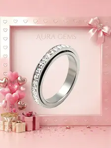 Mindful Spinning Ring with Sparkling Zircon | Anti-Anxiety Fidget Jewelry | Relieve Stress in Style | Perfect Gift for Her/Him
