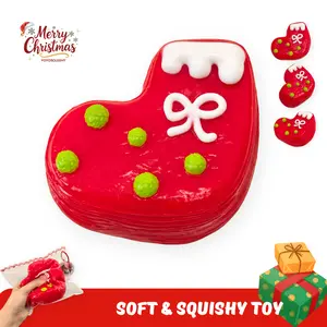 YOYOSQUISHY Christmas Red Socks Taba Squishy Toy Soft Food-Grade Silicone, Hand-Painted, Perfect for Stress Relief Water Texture