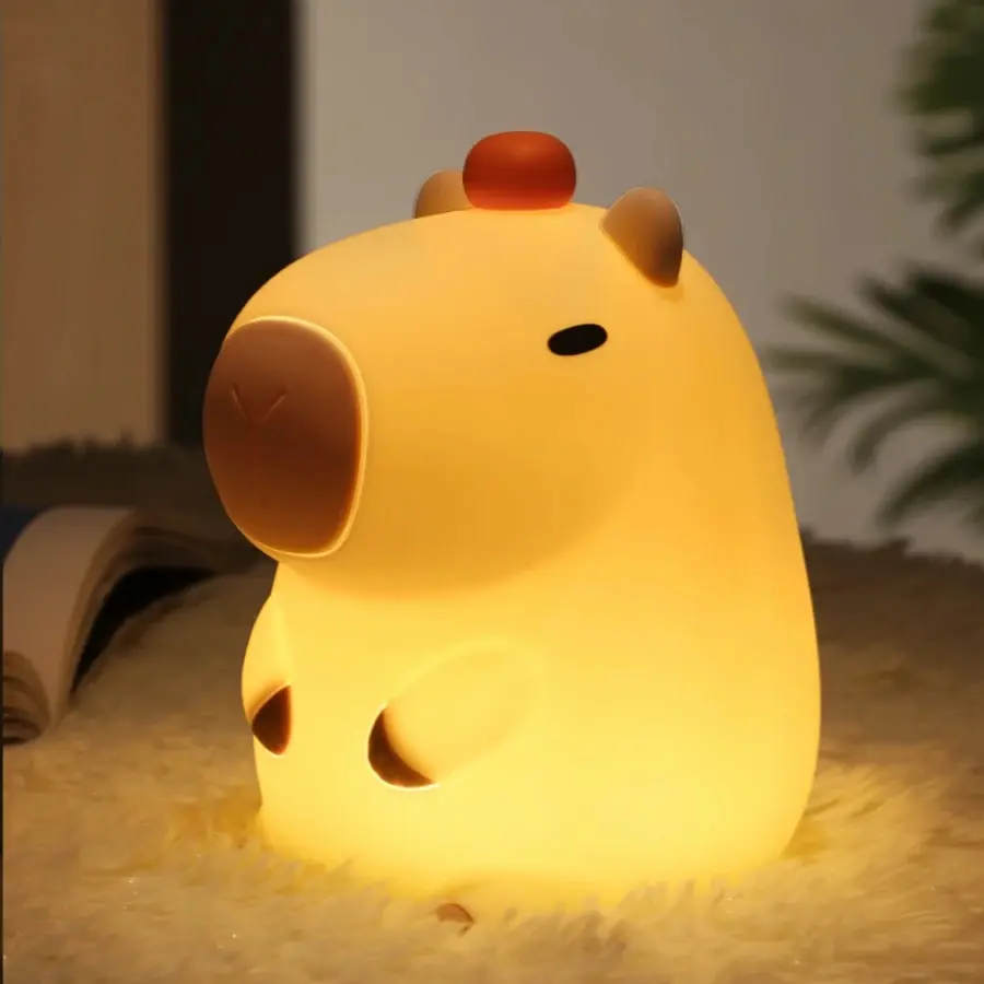 Cartoon Capybara Silicone Illuminated Night Light - USB Rechargeable, Touch Control, Timing Function, Ambient Lighting, Atmosphere Electronic Lamp for Bedroom Home Improvement (Batteries Included)