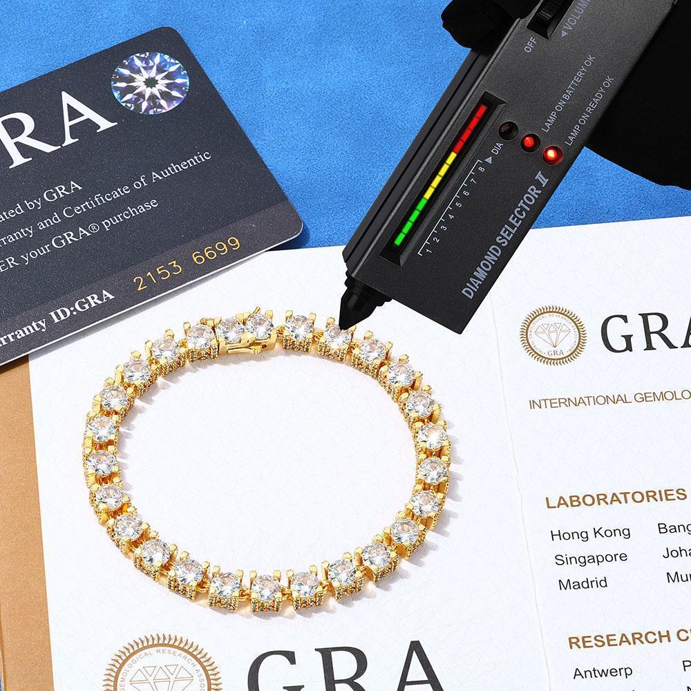 Fine Jewelry Hip Hop 925 Sterling Silver VVS Moissanite Diamond Cluster Tennis Chain Bracelet Necklace for Men Women