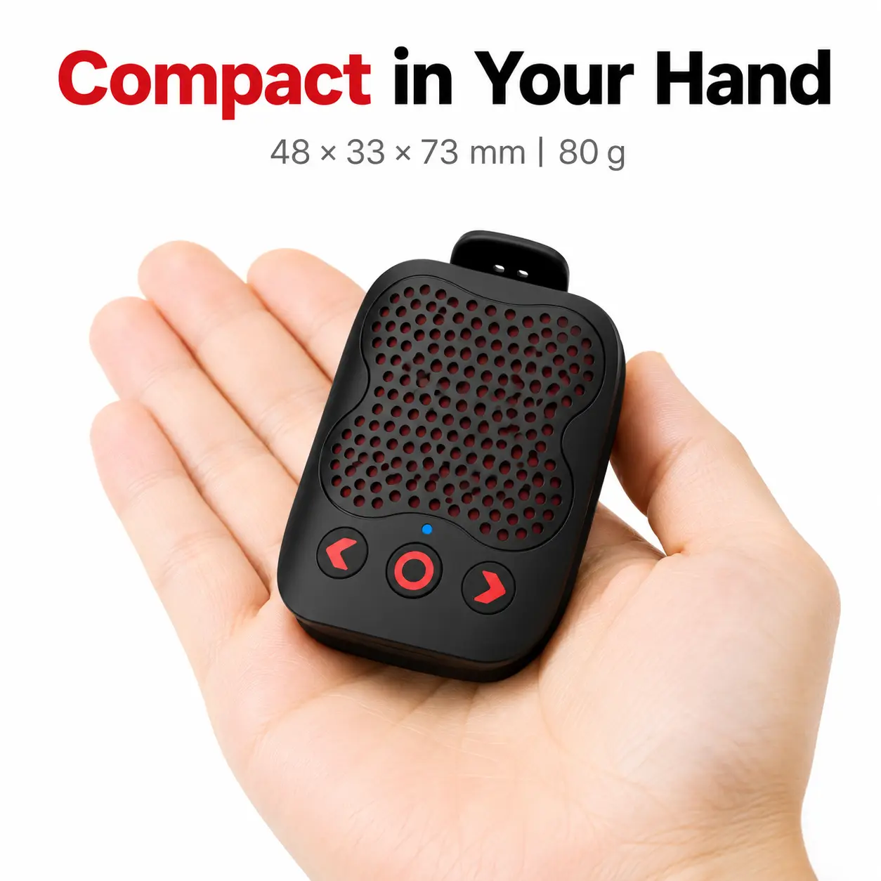 Small Clip-On Bluetooth Speaker, 80g Wearable Wireless Speaker with Magnetic Back Clip, Bluetooth 5.4 & TWS Pairing for Work, Hiking, Cooking and Travel