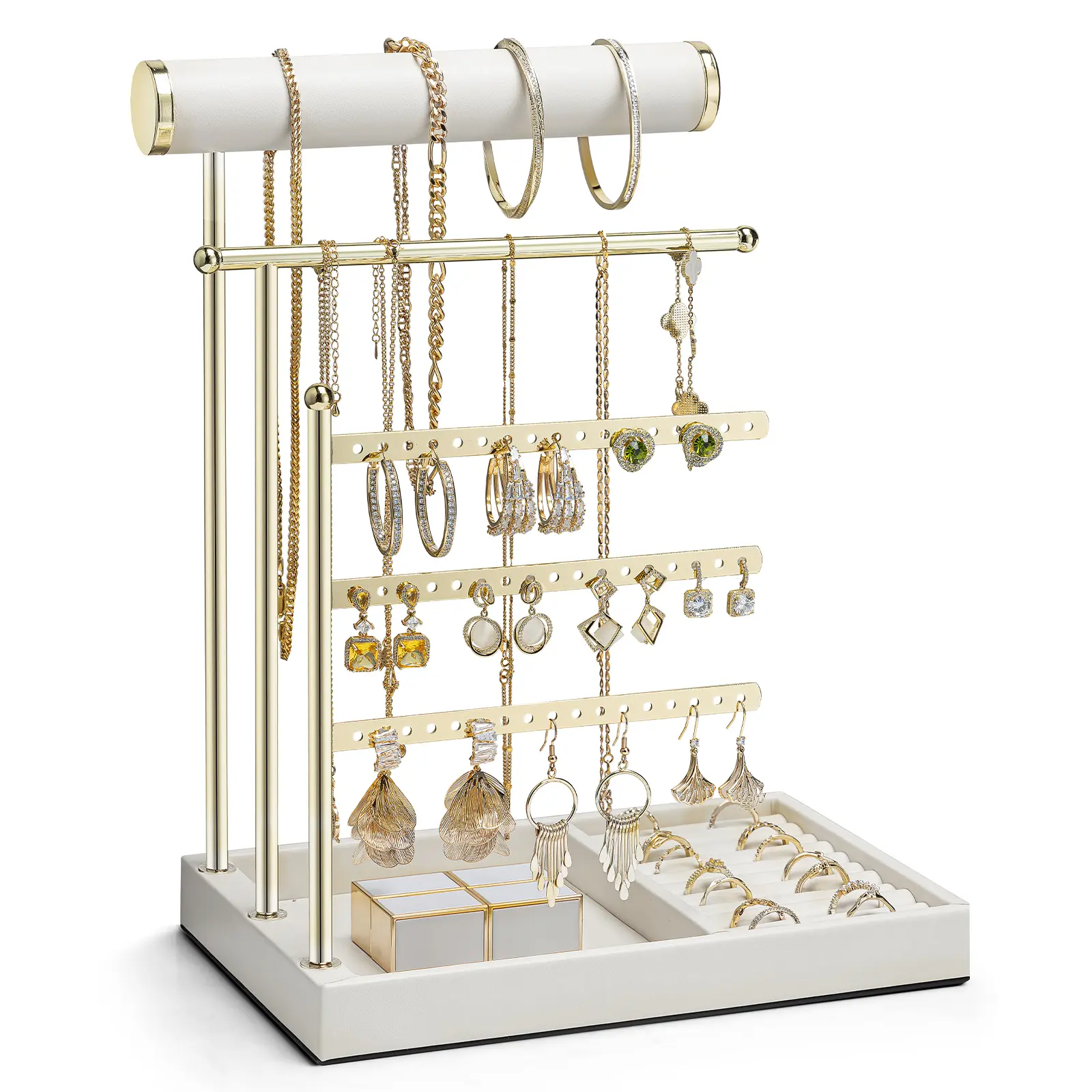 VLANDO Classic Eco-Friendly Women's Adjustable Metal Jewelry Organizer - Home Organizer with Tray, Ring Holder for Necklace, Earring, Bracelet Display summerwins,dorm essentials,home decor