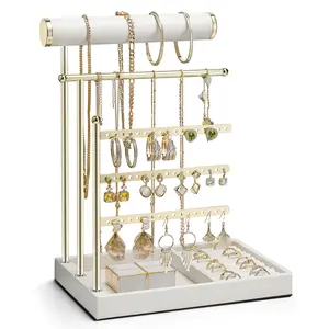 VLANDO Classic Eco-Friendly Women's Jewelry Stand Organizer - Home Organizer with Tray, Ring Holder for Necklace, Earring, Bracelet Display