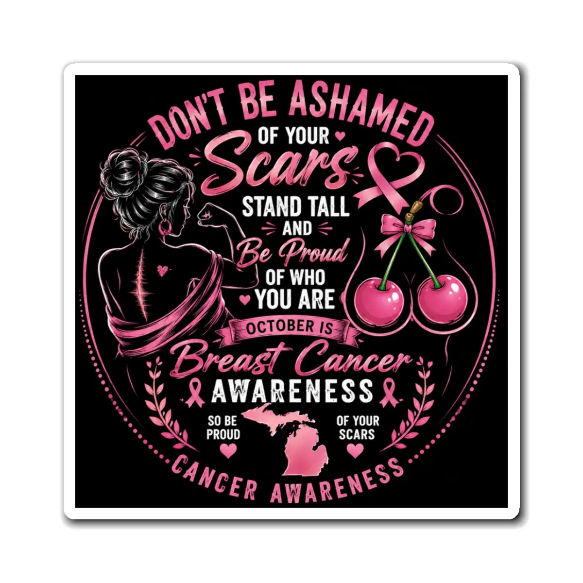Breast Cancer Awareness Scars Design Magnet | Magnetic Sticker