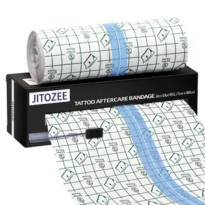 Tattoo Aftercare Bandage (6'' x 8.8yd with Sliding Knife) - Second Skin Tattoo Cover up Tape - Adhesive Tattoo Wraps Bandages - Tattoo Healing Wrap - Tattoo Protection Breathable Waterproof
