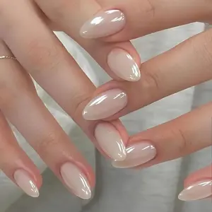 White Pearl Donut Glazed Press On Nails, Wedding Nails, Acrylic Nails