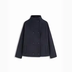 Cider Wool-look High Neck Double Breasted Oversized Jacket