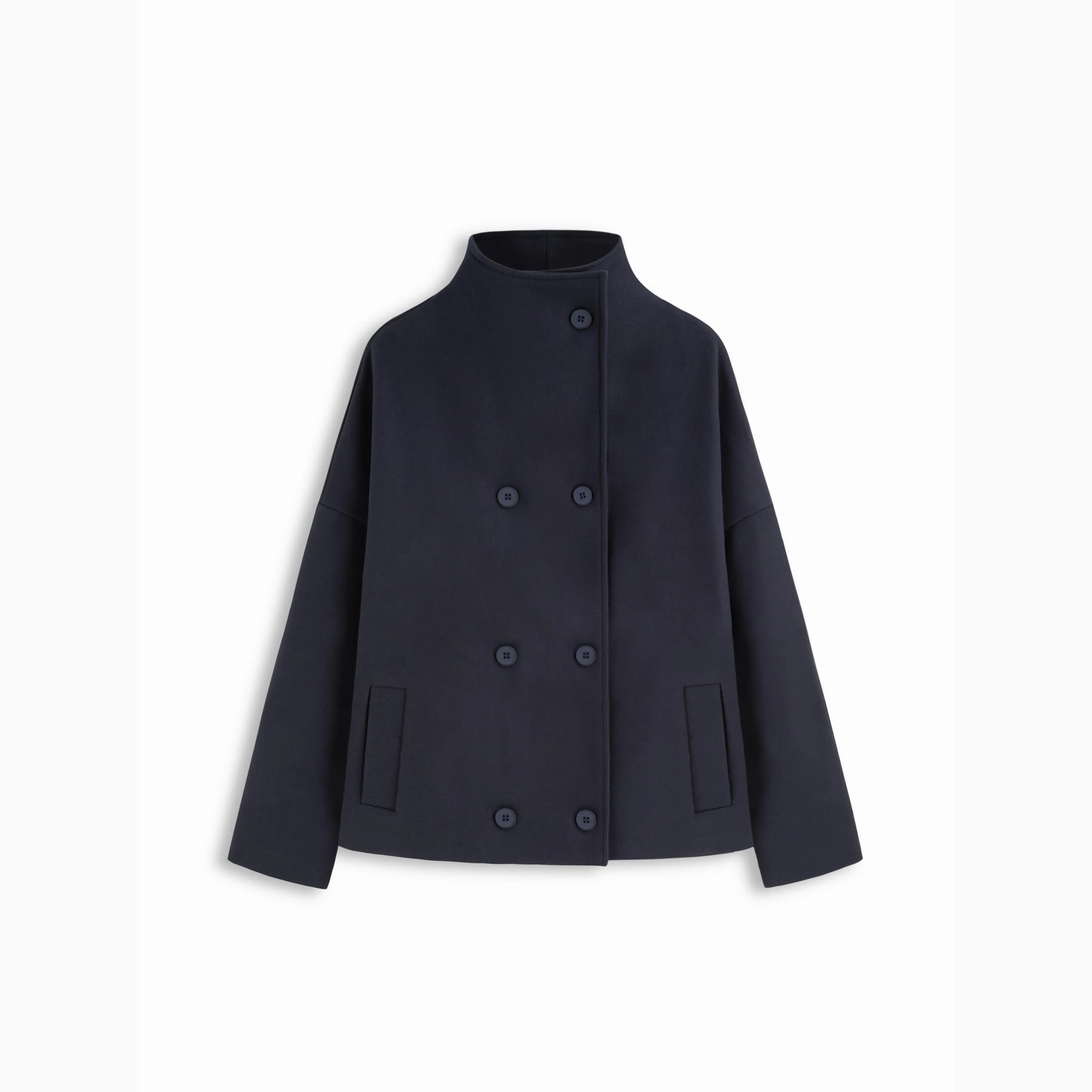 Cider Wool-look High Neck Double Breasted Oversized Jacket SummerFinds
