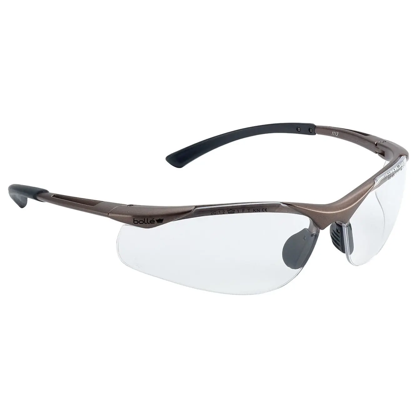 Bolle Contour Safety Glasses with Gunmetal Frame and Clear Anti-Fog Lenses