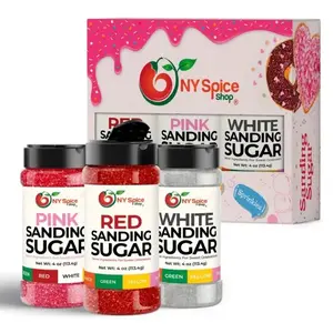 Red, Pink & White Sanding Sugar Set – Sparkling Edible Sprinkles for Valentine's Day, Baby Showers & Cakes (3 Pack, 4 oz Each)