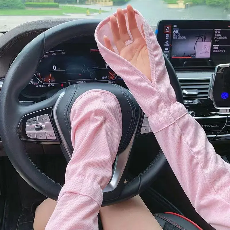 Women's Sunscreen Ice Silk Arm Sleeves, Sun Protection Gloves, High-End Summer Driving Sun Protection Sleeves
