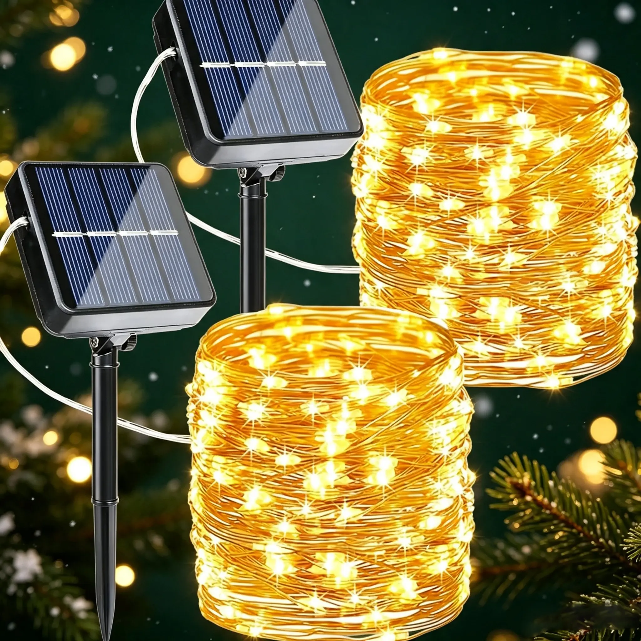 2-Pack Solar Outdoor String Lights, 72FT 240 LEDWaterproof Fairy Lights with 8 Modes for Garden, Party,Patio Decor, Solar Outdoor Lights