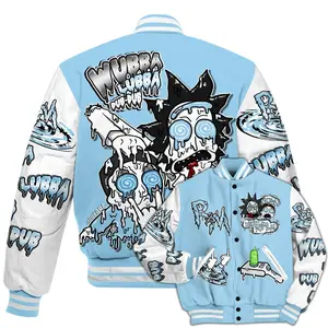 Legend Blue 11s Match Varsity Jacket, Rickk and Mortyy Printed Baseball Jacket, Wubba Rick 90s Hip Hop Baseball Jacket, Men Women Sports Lightweight Jacket