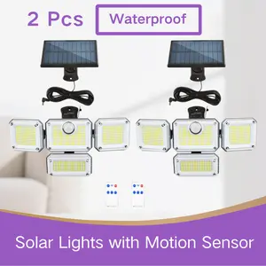 333 LED Solar Lights Outdoor Motion Sensor, Remote-Controlled Security Flood Light, IP65 Waterproof Wall Light for Garden Decor Yard Lighting