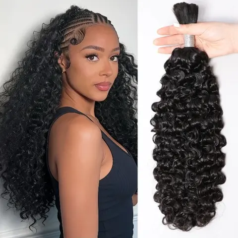 VIPbeauty Boho Human Braiding Hair Indian Curly Bulk for Daughter/Friend For Bohemian Knotless Braids Natural Curly End No Weft 1/3 Bundles 100g/1 Bundles  1B Natural Black Salon-Quality #SohoChic