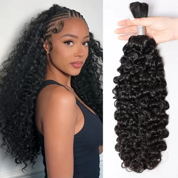VIPbeauty Boho Human Braiding Hair Indian Curly Bulk for Daughter/Friend For Bohemian Knotless Braids Natural Curly End No Weft 1/3 Bundles 100g/1 Bundles 1B Natural Black Salon-Quality #SohoChic