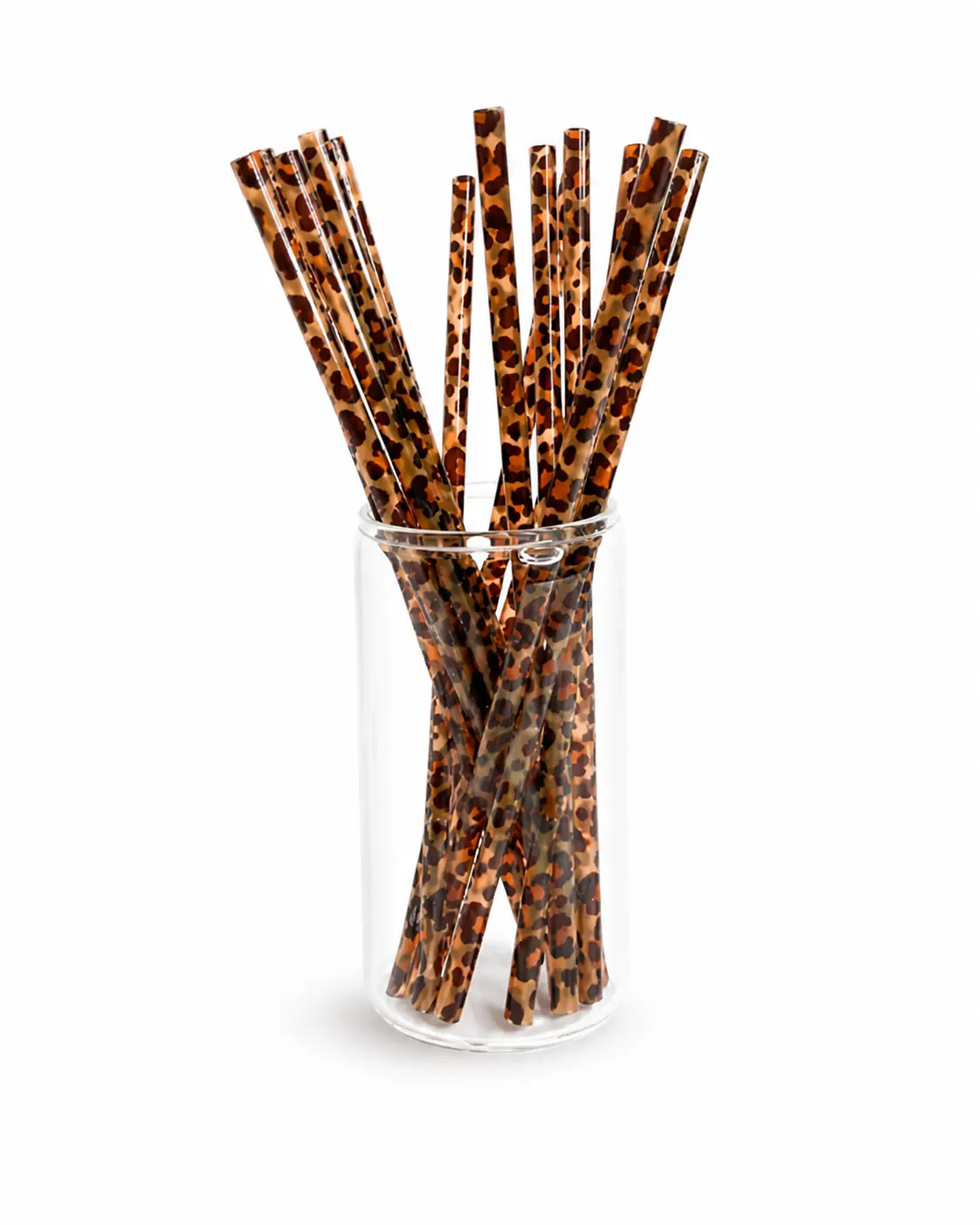 Leopard Print Reusable Drinking Straws, 20 Pack 9 Inch Straws for Iced Coffee, Tea, Juice and Smoothies
