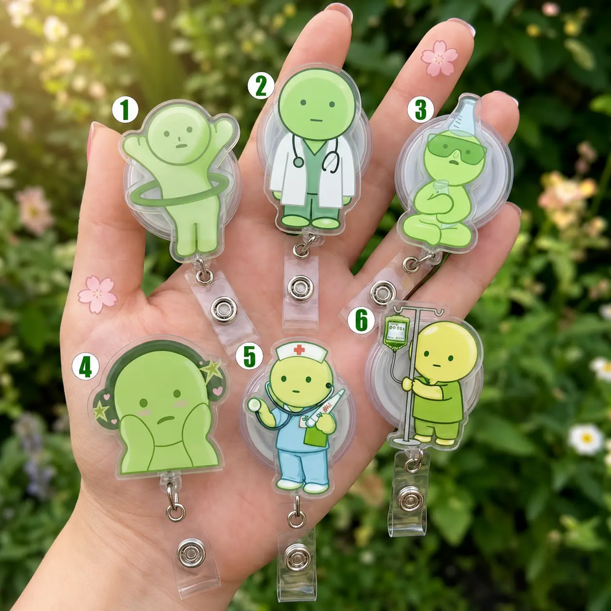 Green Guy Matcha Funny Meme Hobbies Badge Reels, Nurse Badge Reel Nurse Week Accessory