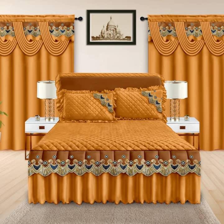 Sunwin Queen Premium Bed Set – Soft Comfortable Mattress & Blanket in Elegant Green with Gold Embroidery