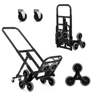 330 LBS Stair Climbing Dolly for Stairs, 10-Wheel Stair Climbing Cart, Folding Climber Hand Truck Dolly with Telescoping Handle for Moving, Office & Warehouse