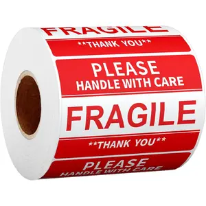 2" x 3" Fragile Stickers for Shipping and Moving Please Handle with Care Fragile Thank You Do Not Drop,  Stickers Fragile Labels, Permanent Adhesive(500 Labels, 1 Roll)