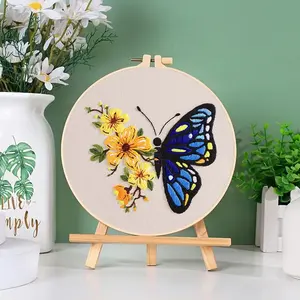 Beginner Cross Stitch Kit, Elegant Style Embroidery Set, Embroidery Kit For Beginners, Includes Printed Fabric, Threads, Needles, English Tutorial, 20cm Bamboo Frame