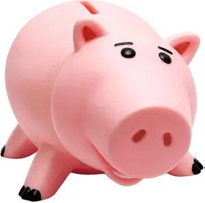 [New Deal] Piggy Bank, Cute Plastic Coin Bank for Boys and Girls, Unbreakable Pig Money Bank for Kids Gift (Pink)