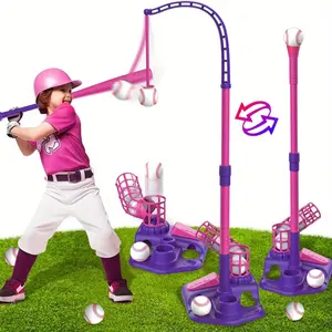 [3-in-1 T Ball Sets]  3-in-1 T Ball Sets | Teeball Toy Sets with 6pcs Baseballs, T Ball Stand, Hanging Tee, Auto Ball Launcher, Retractable Bat, Indoor Outdoor Sports Toys Gifts for Boys Girls age 3-8 year old