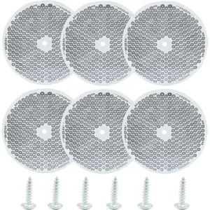 6 Pack White Round Reflector, Front Reflector with Mounting Screw, Safety Reflectors for Driveway, Trailer, Posts